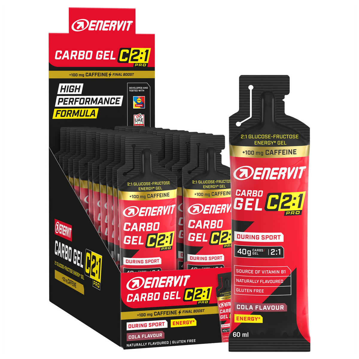 Enervit C2:1 Carbo Gel Cola with Caffeine 60ml (Pack of 24)